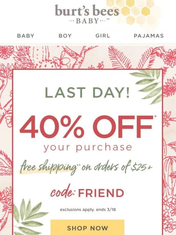 40% off Ends Today!