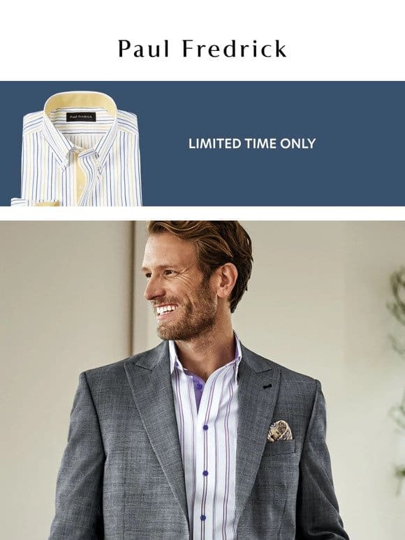 40% off suits， shirts & more.