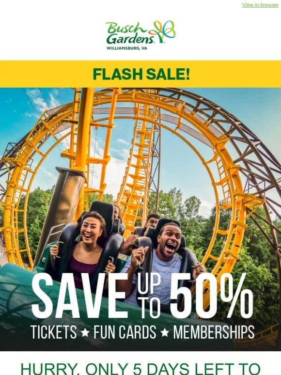 5 Days Left To Save up to 50% on Admission!