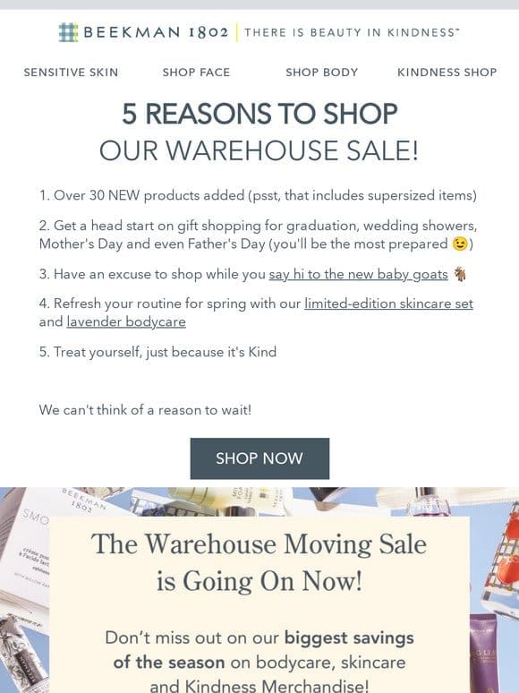 5 Reasons to Love Our Warehouse Sale