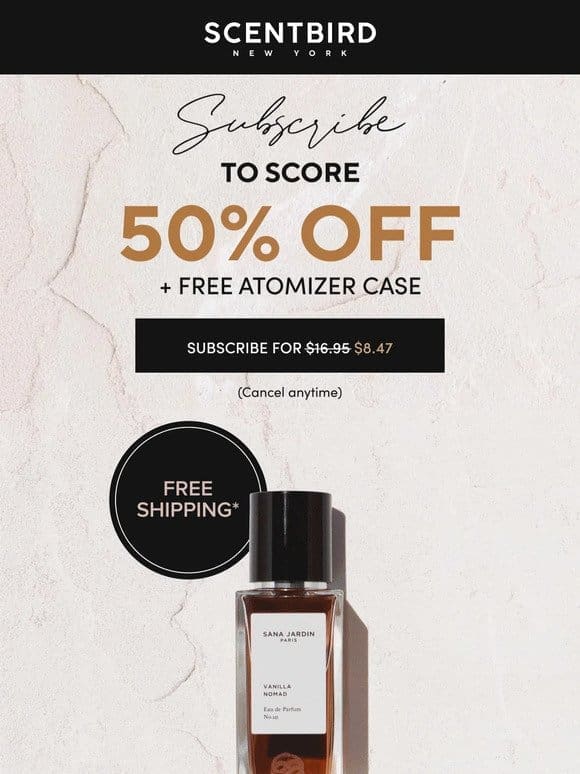 50% OFF ALL Fragrances + FREE Case!