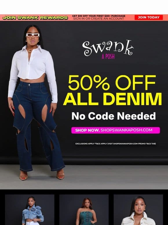 50% OFF ALL JEANS