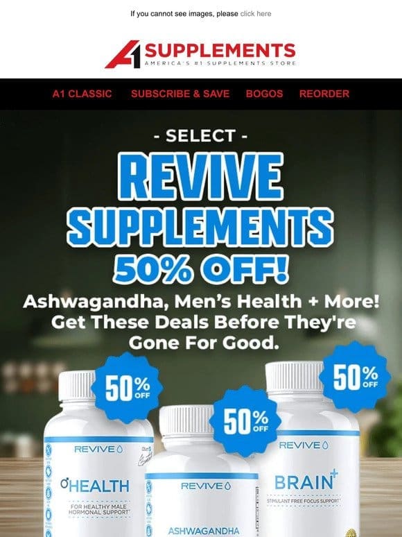 50% Off Select Revive Supplements!