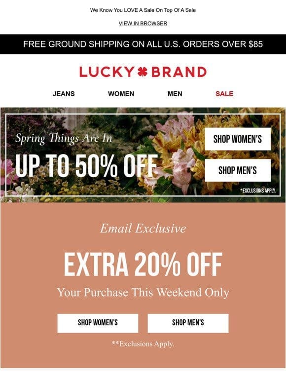 50% Off Sitewide + Extra 20% Off This Weekend Only