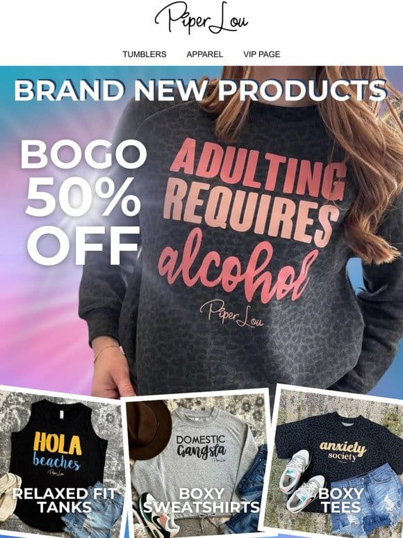 50% off NEW Apparel! TODAY ONLY!