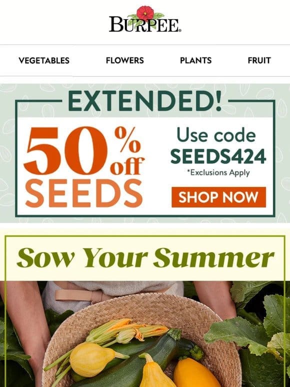 50% off seeds – extended for one more day!