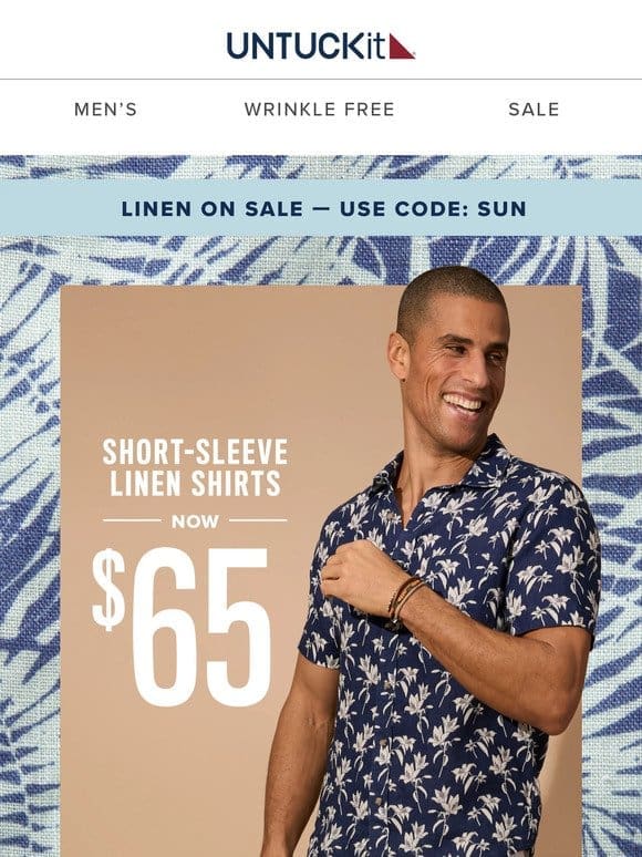 $65 Short-Sleeve Linen Shirts + Free Shipping