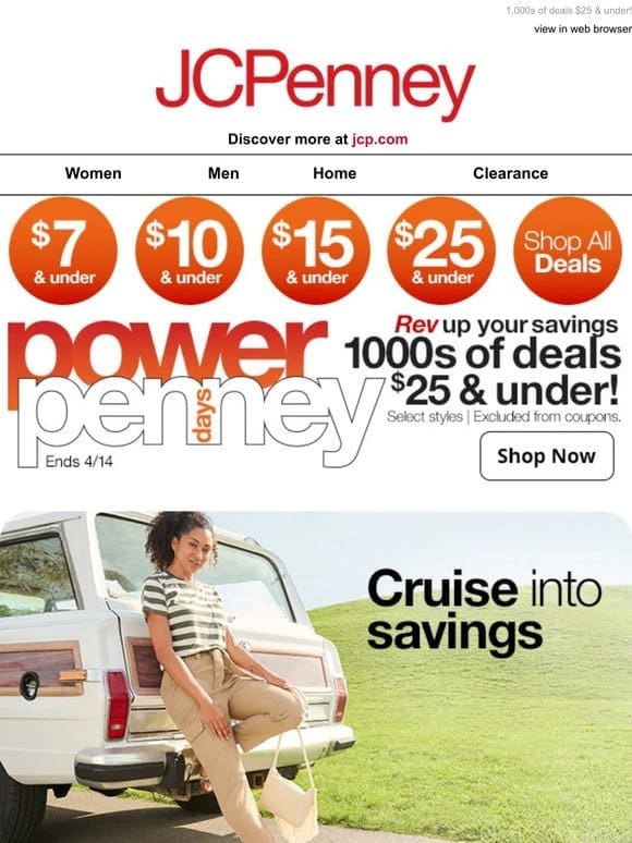 $7， $10， $15 deals! Power Penney ends Sunday