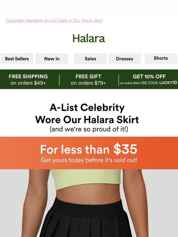 A-List Celeb Wears Halara Skirt!