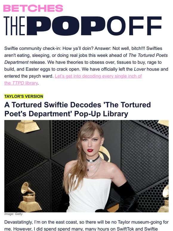 A Tortured Swiftie Decodes ‘The Tortured Poets Department’ Pop-Up Library
