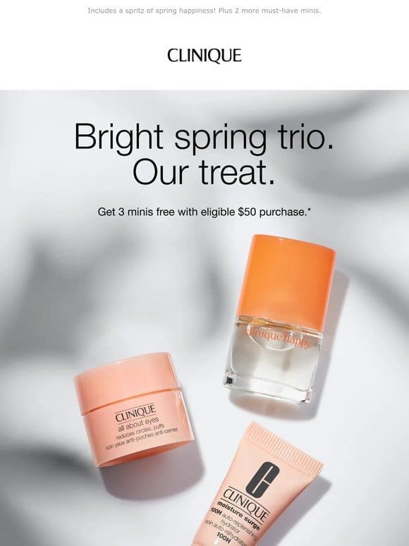 A little happiness to go   Free trio with eligible $50 purchase.