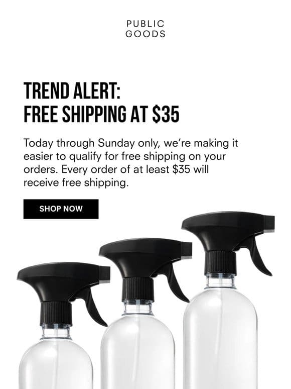A weekend-long special: free shipping over $35
