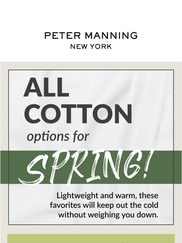 ALL COTTON! Lightweight and Warm