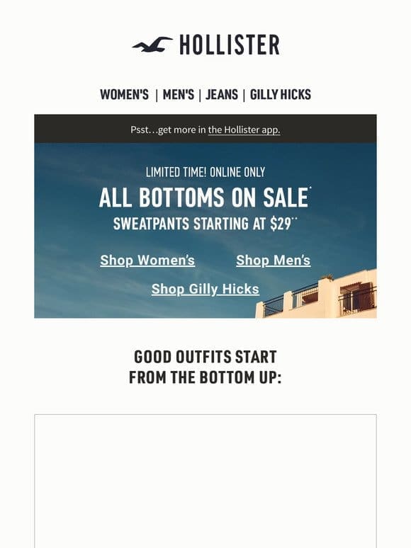 All bottoms are on sale RIGHT NOW!