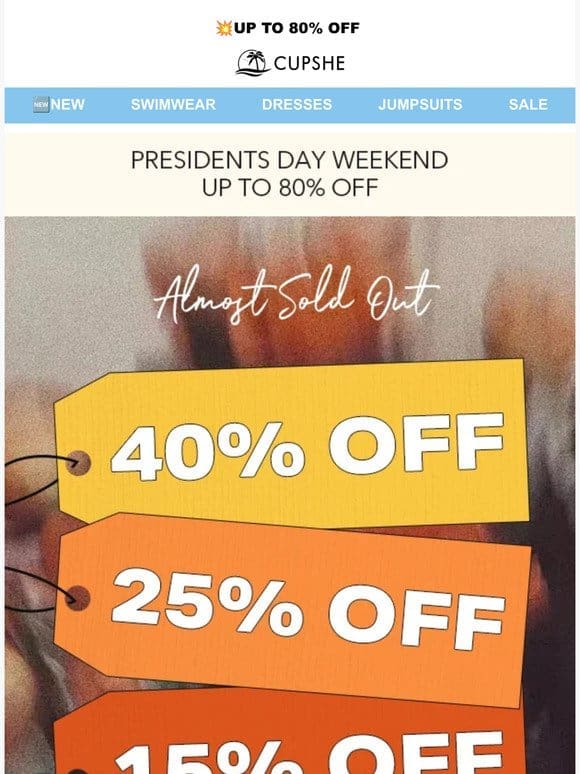 Almost Sold Out: 40% OFF