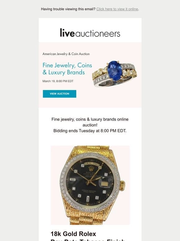 American Jewelry & Coin Auction | Fine Jewelry， Coins & Luxury Brands