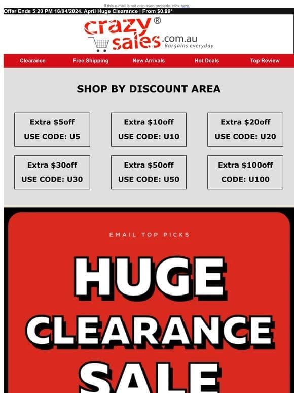 April Huge Clearance | From $0.99*