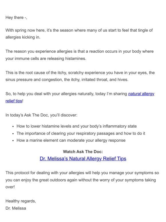 Ask the Doc: Natural Allergy Relief Tips