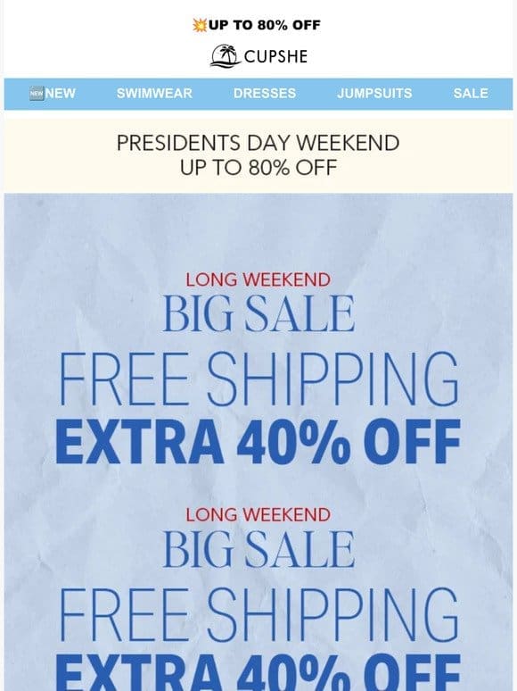 BIG SALE: FREE SHIPPING & EXTRA 40% OFF