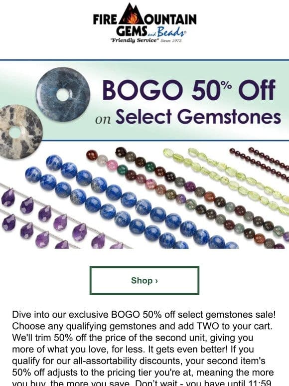 BOGO 50% OFF Deals on Select Gemstones
