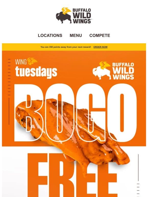 BOGO free wings when you dine-in