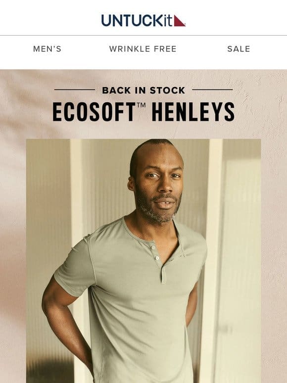 Back In Stock: EcoSoft™ Short-Sleeve Henleys