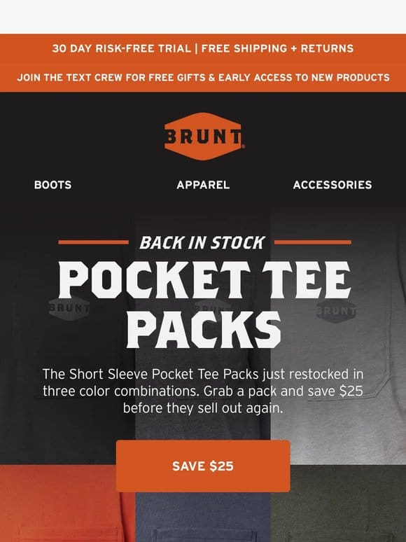 Back In Stock: Pocket Tee Packs
