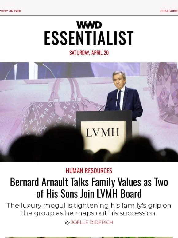 Bernard Arnault Talks Family Values as Two of His Sons Join LVMH Board