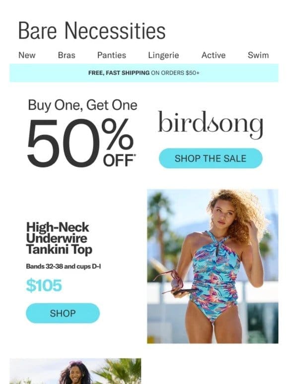 Birdsong: Buy One， Get One 50% Off Swim