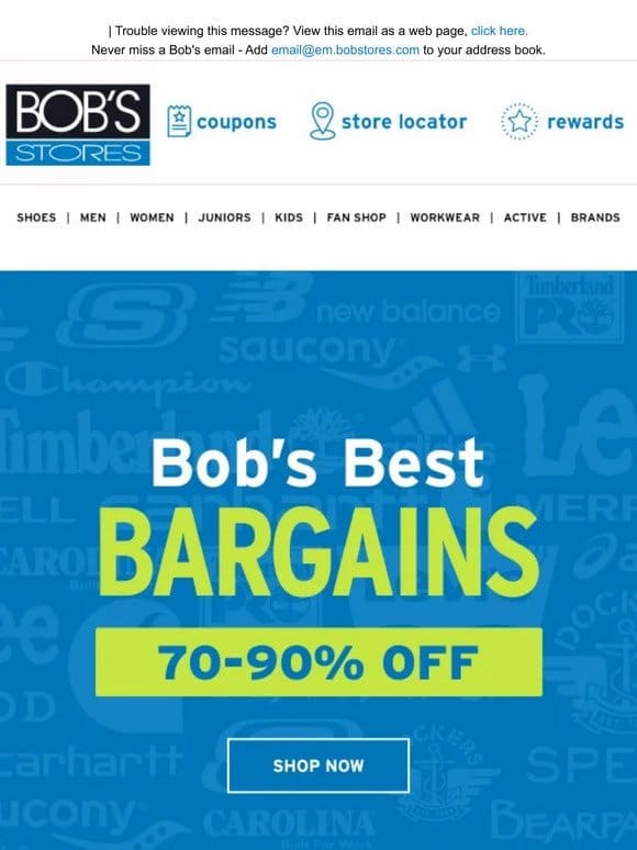 Bob’s Best Bargains 70-90% OFF