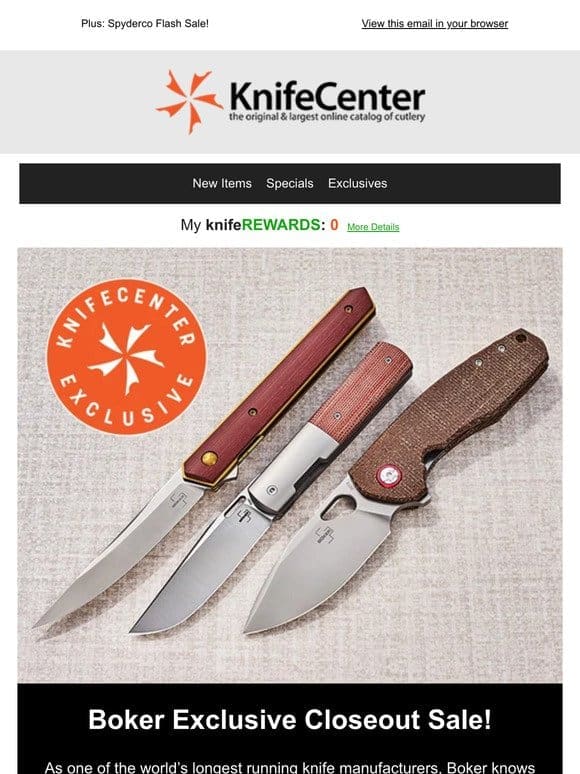 Boker Exclusive Closeout Sale!