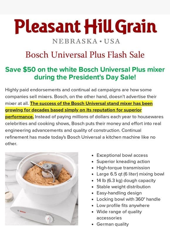 Bosch Universal Plus Mixer Flash Sale! — PHG Newsletter