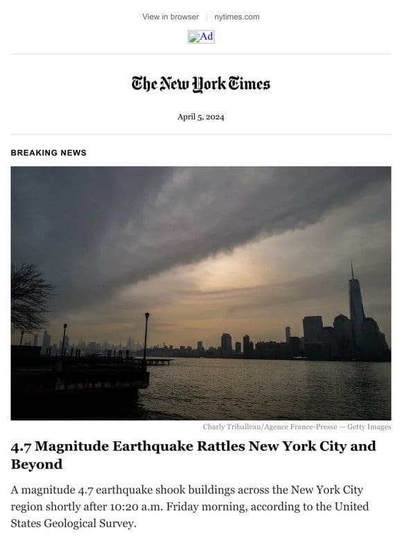 Breaking news: 4.7 magnitude earthquake rattles New York City and beyond