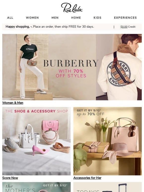 Burberry with 70% Off Styles • The Shoe & Accessory Shop