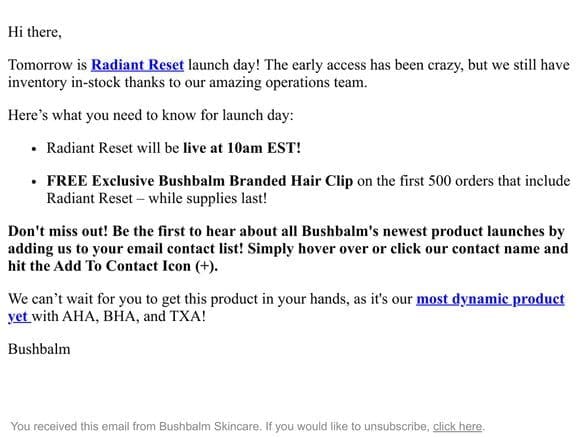 Bushbud， Radiant Reset drops tomorrow!