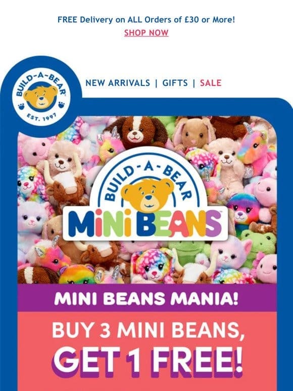 Buy 3 Mini Beans， Get 1 Free!
