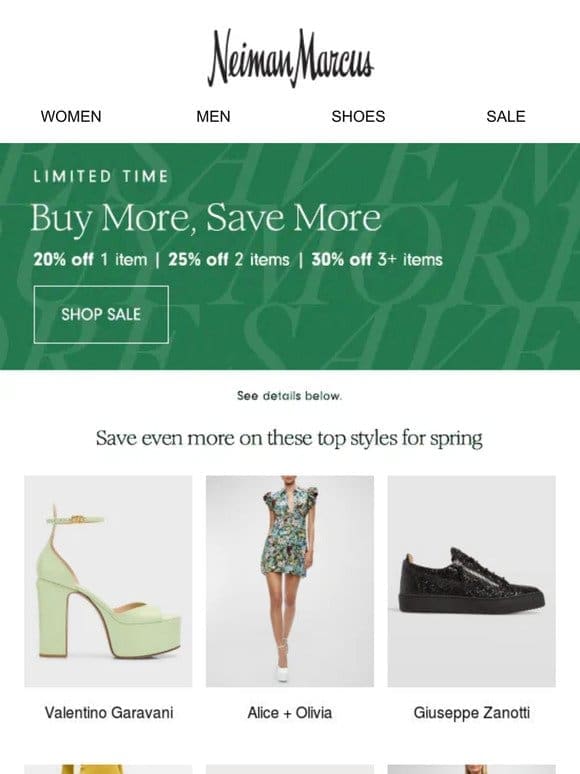 Buy more， save more: Extra 20-30% off sale
