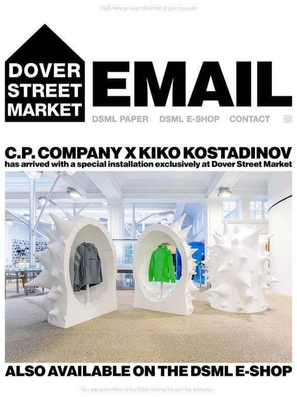 C.P. Company x Kiko Kostadinov has arrived with a special installation exclusively at Dover Street Market