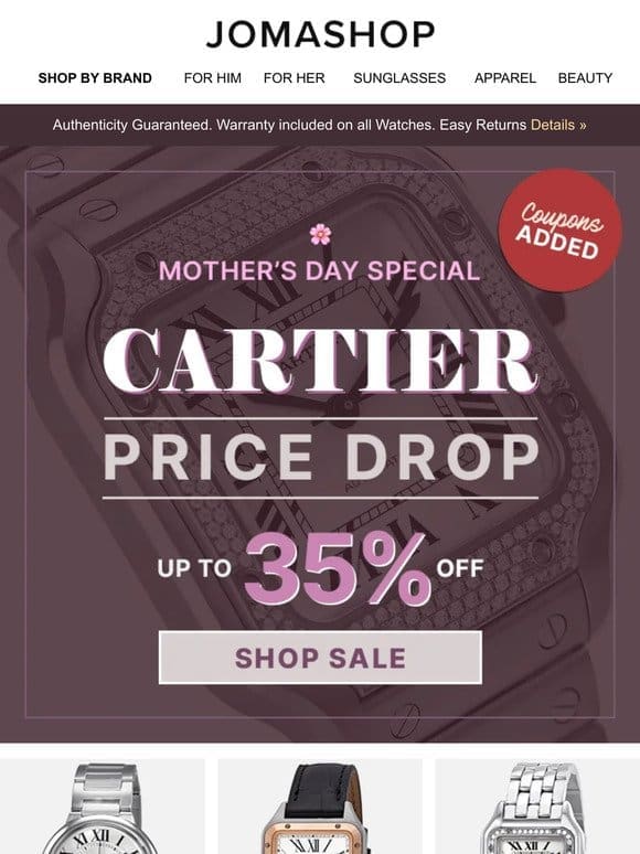 CARTIER WATCHES SALE: For You!