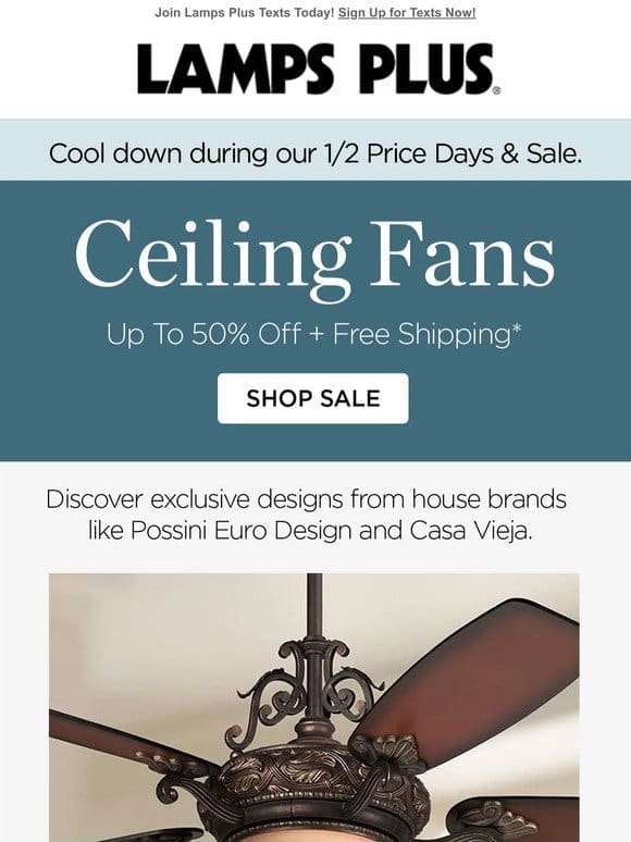 Ceiling Fans! Up to 50% Off + Free Shipping