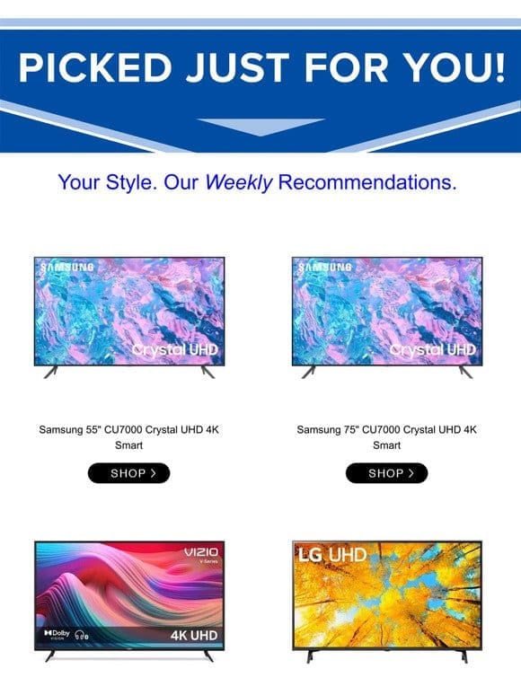 Check out the Samsung 55″ CU7000 Crystal UHD 4K Smart TV & more…