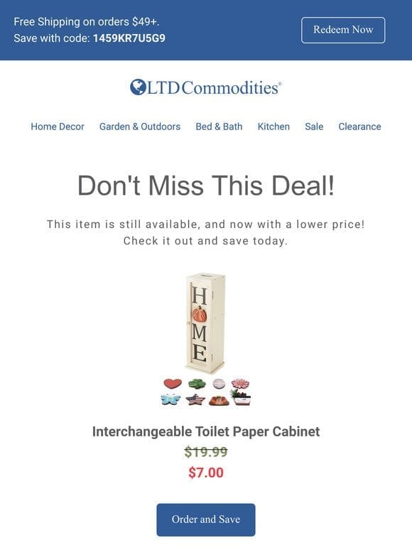 Check out the new price on Interchangeable Toilet Paper Cabinet