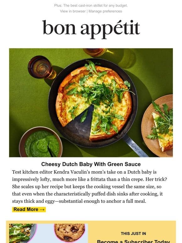 Cheesy Dutch Baby With Green Sauce