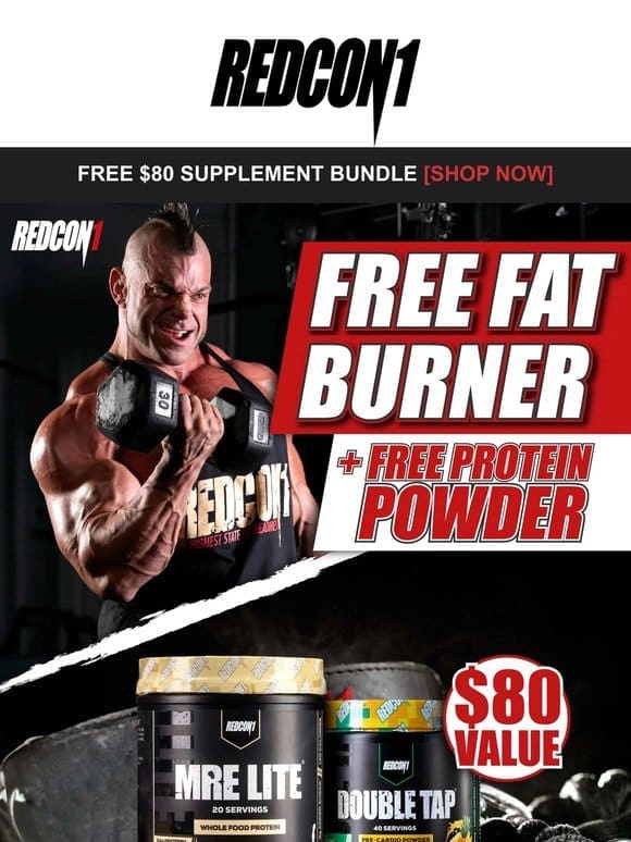 Claim your free $80 supplement bundle  Free Fat Burner + Protein Powder