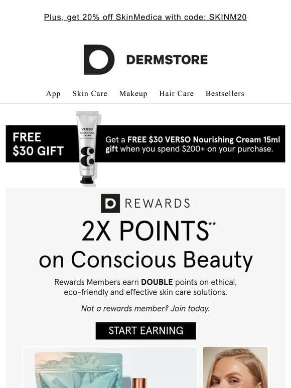Clean your routine with 2x points on conscious beauty must-haves