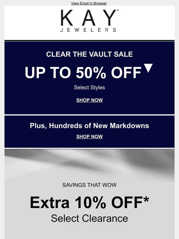 Clear the Vault SALE + Extra 10% OFF Clearance