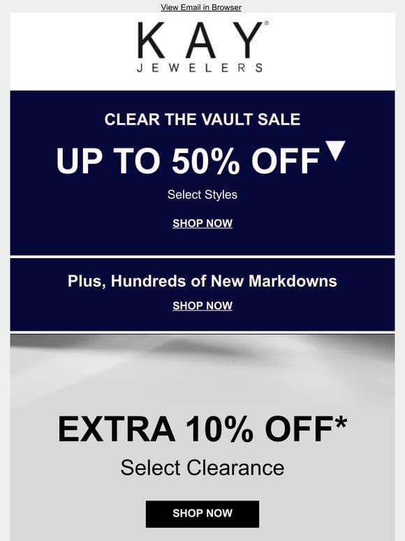 Clear the Vault SALE: Up to 50% OFF Select Styles