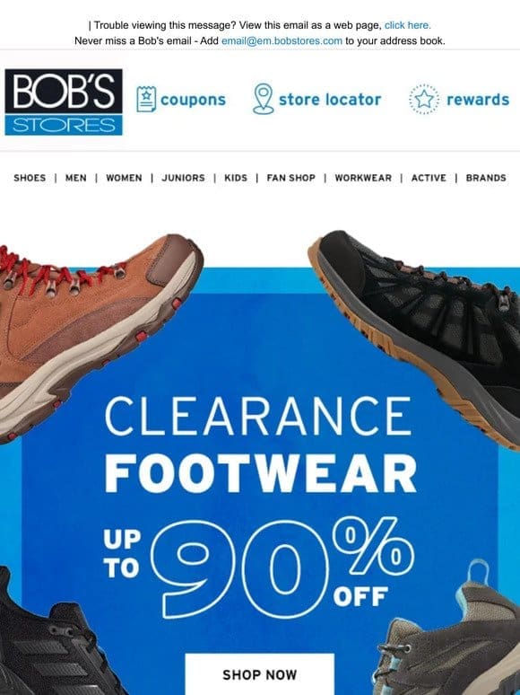 Clearance Footwear Up to 90% OFF