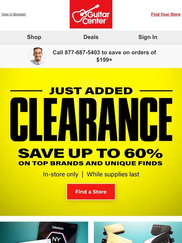Clearance Sale: limited time in-store only deals