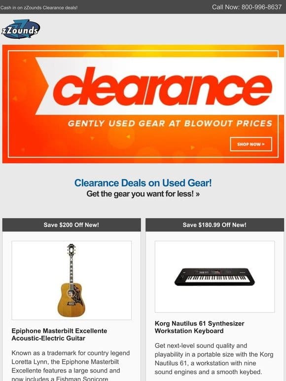 Clearance: Save on Epiphone， Victory， Korg， and More!